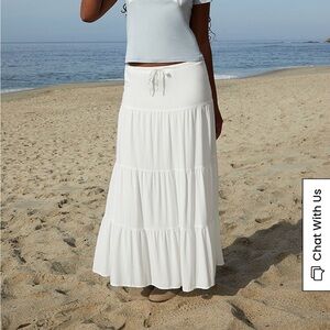 John Galt White Lizzy Maxi Skirt